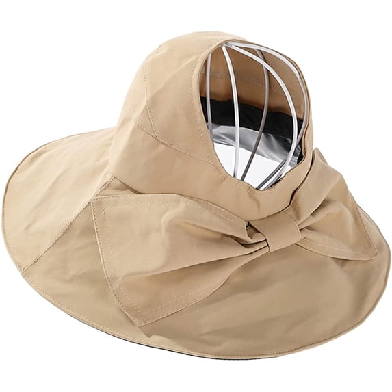 CoCopeaunts Women's Sunhat UV Protection Topless Beach Fishermen Hats Wide Brim Breathable Ponytail Cap Stylish Cute Bow Vacation Travel