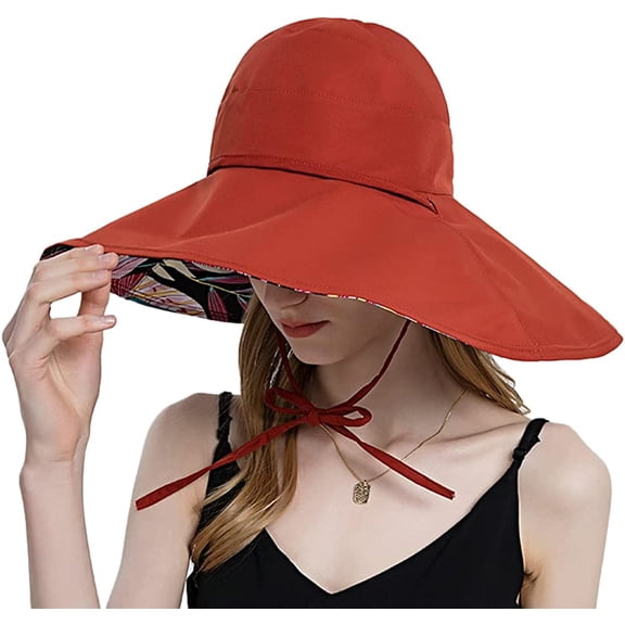 CoCopeaunts Women's Sunhat Wide Brim Beach Topless Summer Hat Reversible Breathable Stylish Flower Ponytail Large Vacation Foldable Hat
