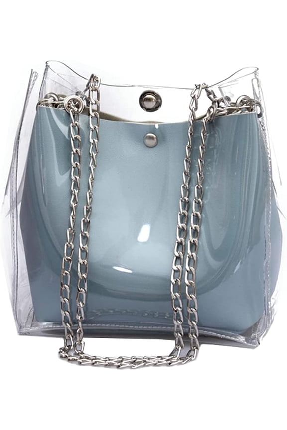 Women's Tote Bag Transparent Shoulder Bag Bucket Bag Chian PVC Stylish Spring Hobo Bag Large Capacity Tote Bag Commute Date