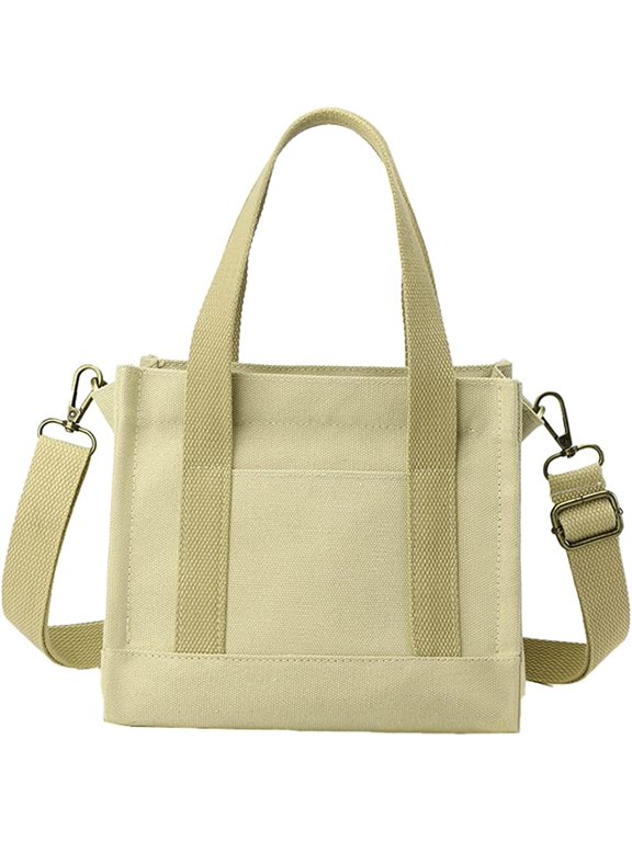 Women's Tote Canvas Bag, Shoulder Canvas Squar Bag Stylish Crossbody Bags Multiuse Work Commute Shopping Bags 2023