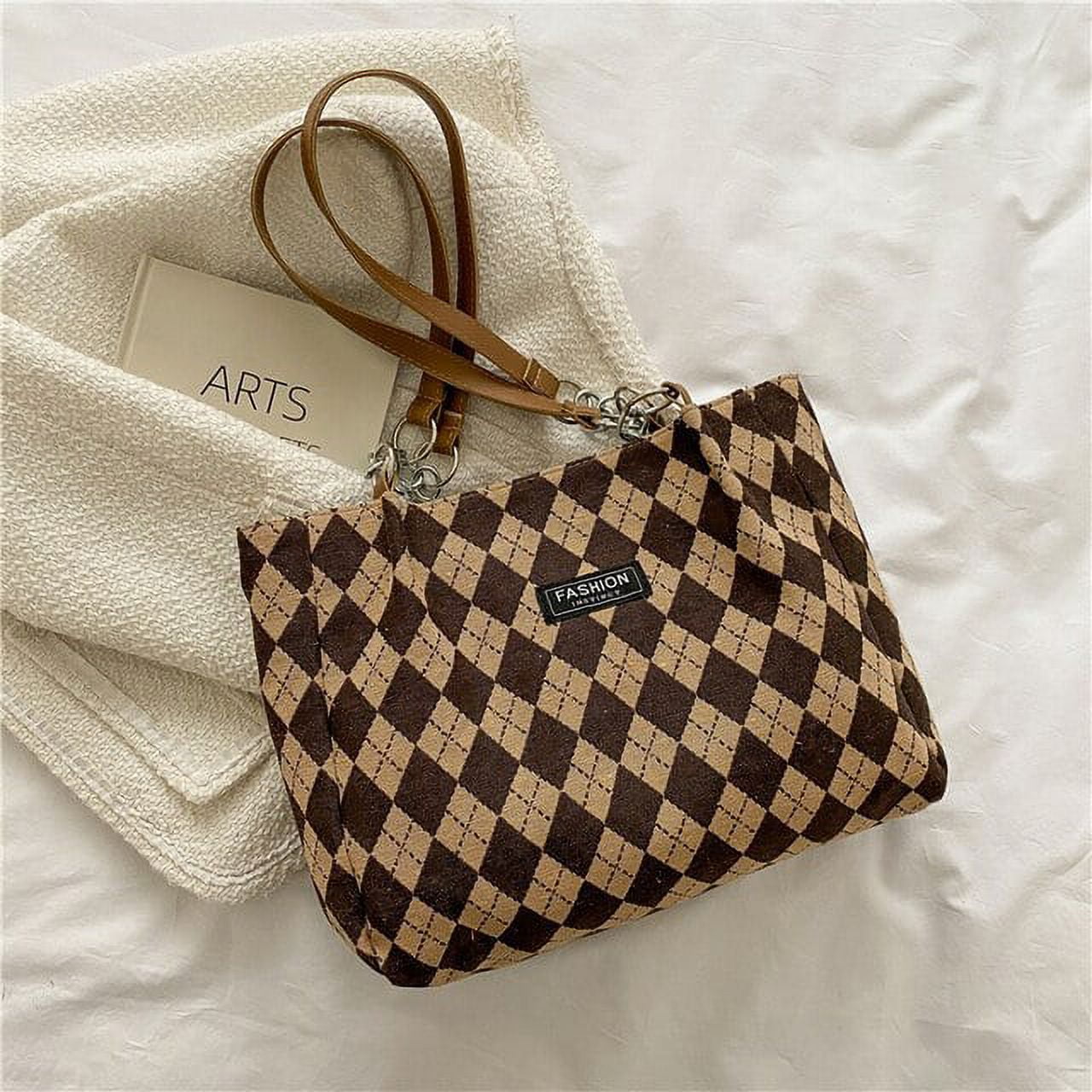 Fashionable Argyle Shaped Hobo Bag For Women With Chain Decoration