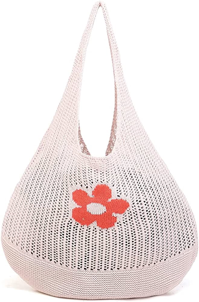CoCopeaunts Womens Beach Tote Bags Shoulder Handbags knit bag Tote bag aesthetic Accessories for school Crocheted cute Tote bags