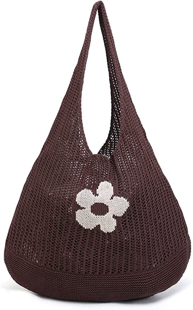 CoCopeaunts Womens Beach Tote Bags Shoulder Handbags knit bag Tote bag aesthetic Accessories for school Crocheted cute Tote bags