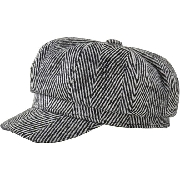 CoCopeaunts Womens Beret Vintage Striped Octagonal Newsboy Cap Ladies Retro Artist Painter Beret Hat Autumn Winter Hat