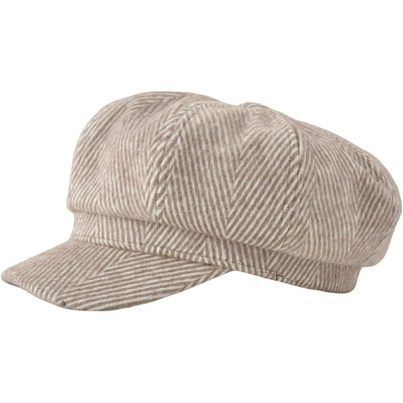 CoCopeaunts Womens Beret Vintage Striped Octagonal Newsboy Cap Ladies Retro Artist Painter Beret Hat Autumn Winter Hat