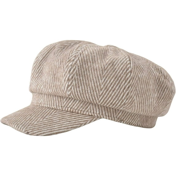 CoCopeaunts Womens Beret Vintage Striped Octagonal Newsboy Cap Ladies Retro Artist Painter Beret Hat Autumn Winter Hat
