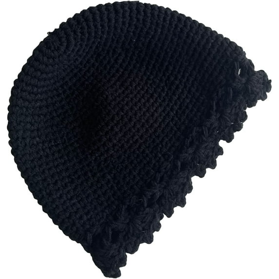 CoCopeaunts Womens Bucket Hat Retro Knitted Crochet Hollow Brim Beanies Hats Winter Warm All-Match Solid Color Fisherman Cap