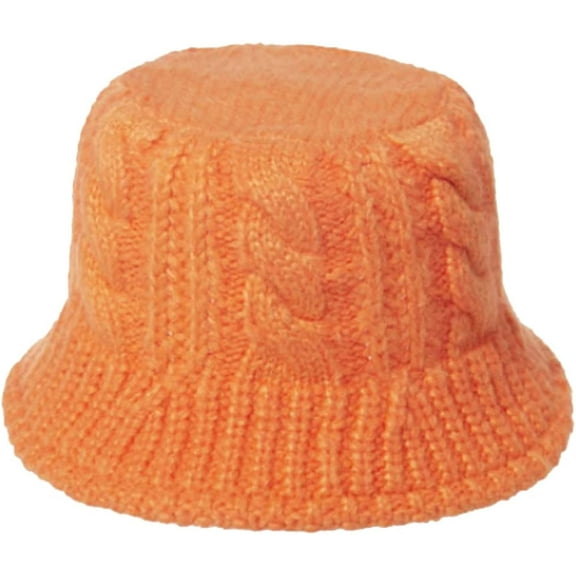 CoCopeaunts Womens Bucket Hat Solid Color Foldable Floppy Knit Bucket Cap Warm Wide Brim Cable Twist Pattern Fisherman Cap