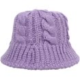 thumbnail image 1 of CoCopeaunts Womens Bucket Hat Solid Color Foldable Floppy Knit Bucket Cap Warm Wide Brim Cable Twist Pattern Fisherman Cap, 1 of 8