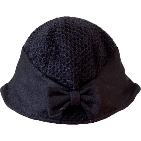 CoCopeaunts Womens Bucket Hat Vintage Burlap Splicing Wool Fisherman Hat Warm Autumn Winter British Style Bowknot Basin Hat