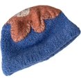 thumbnail image 1 of CoCopeaunts Womens Bucket Hat Winter Warm Curled Fisherman Hat Hand-Stitched Flower Mohair Girl Knitted Hat Ear Protection, 1 of 8