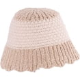 thumbnail image 1 of CoCopeaunts Womens Bucket Hats Knit Splicing Color Autumn Winter Hat Warm Fashion Visors Foldable Basin Hat for Gift Ruffle Brim, 1 of 8