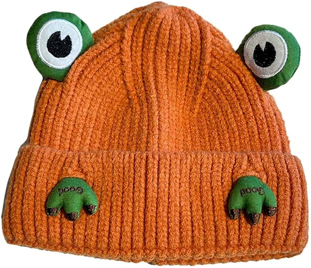 CoCopeaunts Womens Cute Frog Hat Winter Crochet Knit Hat Cotton Beanie