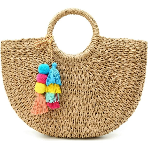 CoCopeaunts Womens Large Straw Tote Bag Beach Hobo Handbag Summer Handwoven Bags Purse