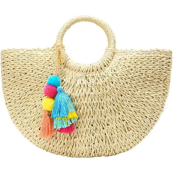 CoCopeaunts Womens Large Straw Tote Bag Beach Hobo Handbag Summer Handwoven Bags Purse