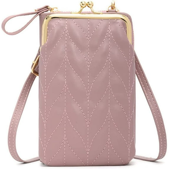 CoCopeaunts Womens PU Leather Kiss Lock Shoulder Bag Retro Crossbody Coin Purse with Adjustable Straps Small Phone Bag for Work