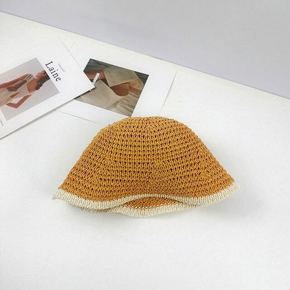 CoCopeaunts Womens Striped Bucket Hat Summer Breathable Hip Hop Bob Foldable Straw Sunhat Fisherman Hat Outdoor Travel Gorro Sun Cap Panama