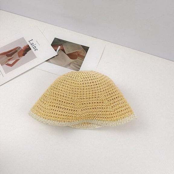 CoCopeaunts Womens Striped Bucket Hat Summer Breathable Hip Hop Bob Foldable Straw Sunhat Fisherman Hat Outdoor Travel Gorro Sun Cap Panama