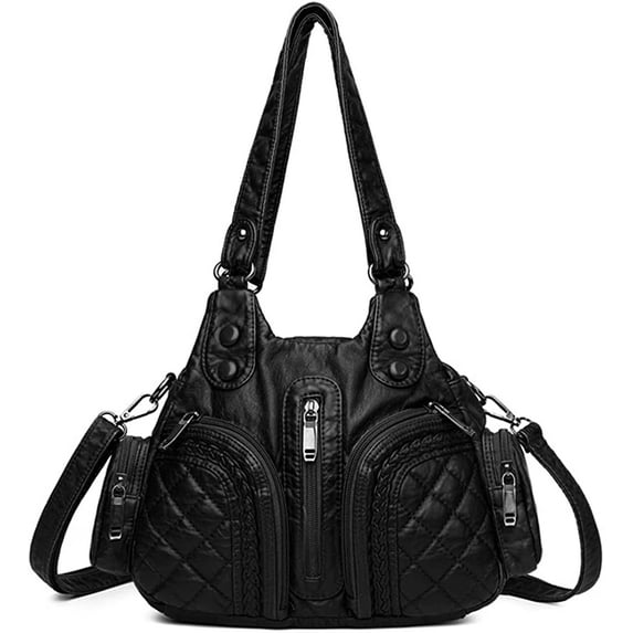 CoCopeaunts Womens Tote Handbag Leather Crossbody Purse Multi Pockets Shoulder Bag Retro Hobo Top Handle Bag