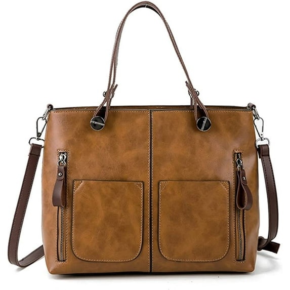 CoCopeaunts Womens Tote Handbag Multi Pockets Crossbody Bag Retro Hobo Shoulder Bag Top Handle Handbag Purse for Work