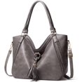thumbnail image 1 of CoCopeaunts Womens Tote Shoulder Bag Leather Hobo Purse Large Top Handle Handbag with Tassels, 1 of 7