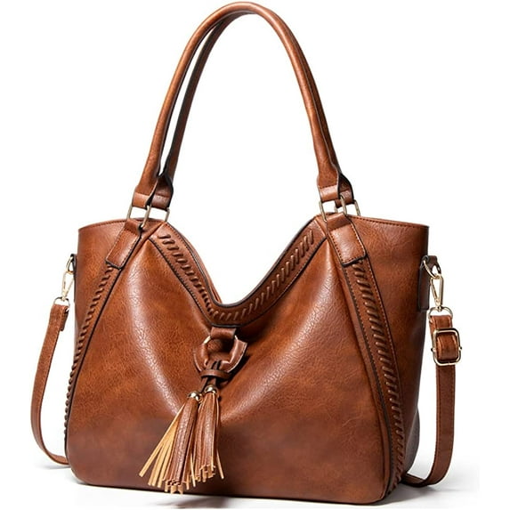 CoCopeaunts Womens Tote Shoulder Bag Leather Hobo Purse Large Top Handle Handbag with Tassels