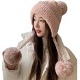 thumbnail image 1 of CoCopeaunts Womens Winter Pompom Beanie Hats Ear Flap Soft Crochet Beanie Hat Warm Trapper Hat, 1 of 22