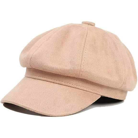 CoCopeaunts Womens Winter Suede Newsboy Cap, Warm Beret Hat 8 Panels Solid Visor for Girls