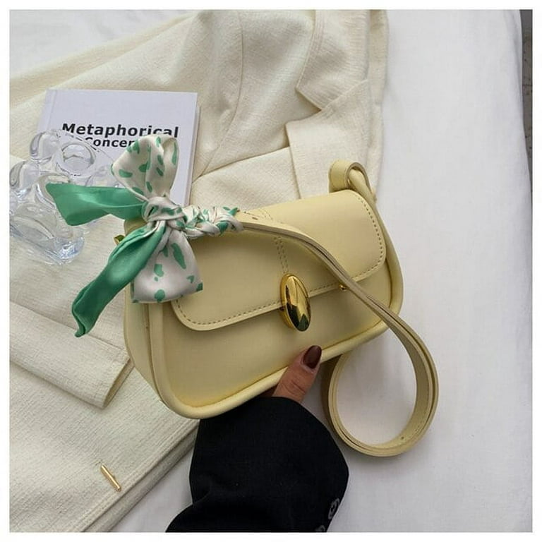 CoCopeaunts Womens Yellow Trend Shoulder Bags Quality Soft Leather  Crossbody Bag Luxury Silk Scarf Handbag Ladys Small Simple Messenger Bag