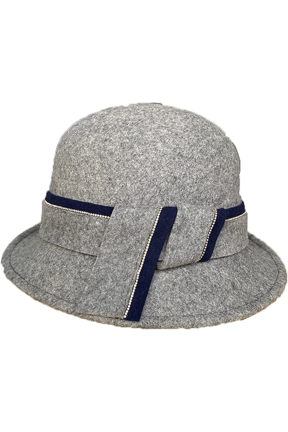 Wool Bowler Hat Female Autumn Winter Felt Hat Hundred Take Ladies Fisherman Hat with Rhinestone Decorative Hatband