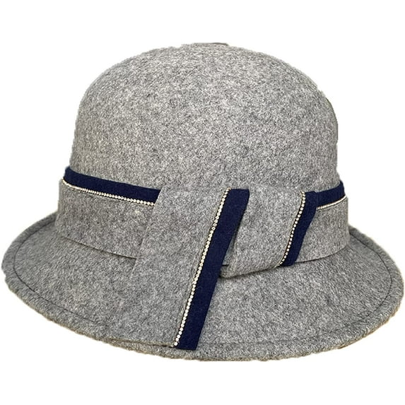 CoCopeaunts Wool Bowler Hat Female Autumn Winter Felt Hat Hundred Take Ladies Fisherman Hat with Rhinestone Decorative Hatband