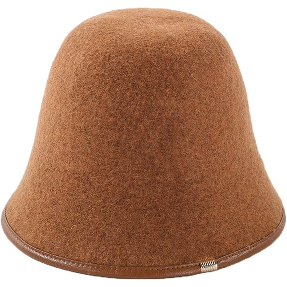 CoCopeaunts Wool Bucket Hat Women Autumn Winter Warm Fisherman Hats Vintage Solid Color Casual Simple Packable Bucket Hat Cap