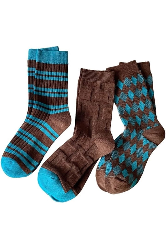 3/6 Pairs Retro Style Striped Socks, Anti-pilling Moisture-wicking Athletic Crew socks for Women