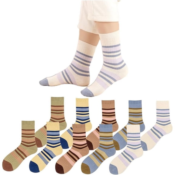 CoCozhu 5/10 Pairs Colorful Retro Style Striped Socks, Crew socks for Women, Athletic Running Quarter Calf Socks