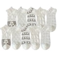 thumbnail image 1 of CoCozhu 5/10 Pairs Crystal Glass Socks for Women, Summer Transparent Thin Ankle Socks with Cute Pattern Designed, 1 of 7