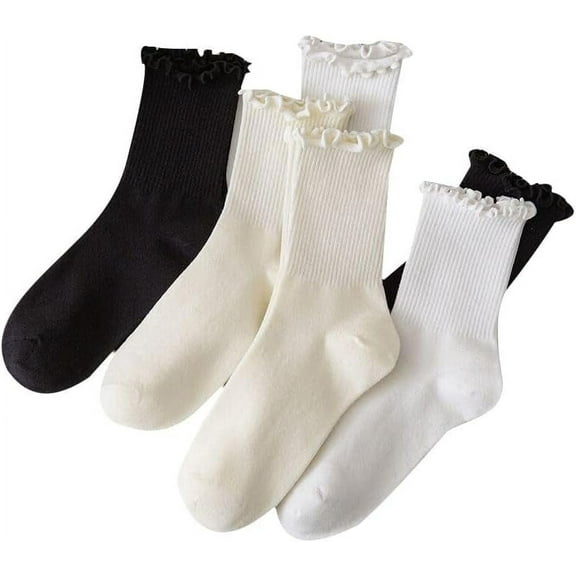 CoCozhu 6 pairs Cute Ruffle Ankle Socks for Women Soft cute Cotton Knit Lettuce Low Cut Frilly Crew Socks