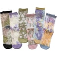 thumbnail image 1 of CoCozhu Coquette Aesthetic Socks Sheer Socks Mesh Socks Women 7 Pairs Kawaii Embroidered Florals Y2K Fulle Tube Socks, 1 of 7
