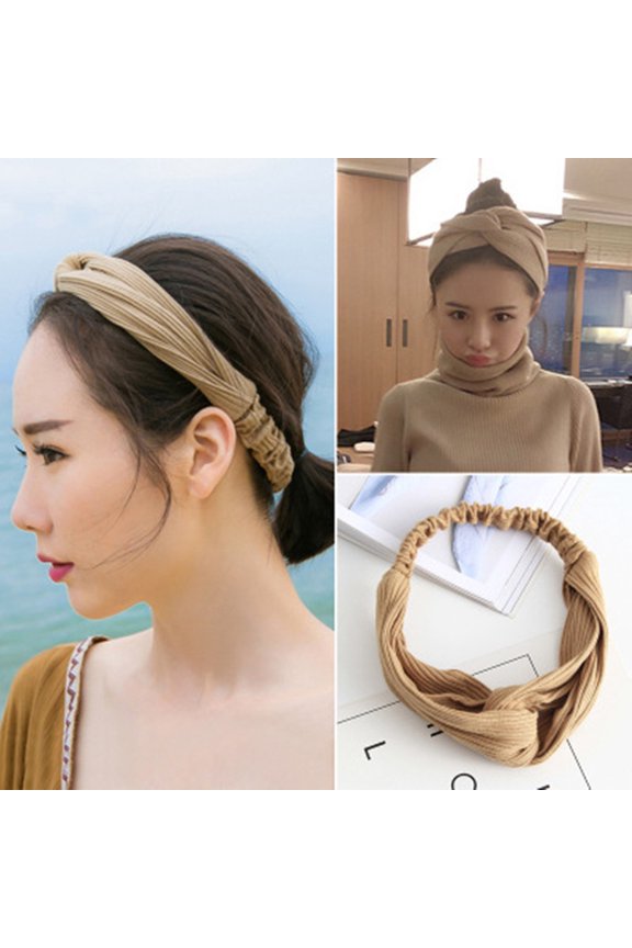Factory Versatile Knitted Knitted Woven Art Hair Band Female Sweet Forest Women's Wide -Side Cross Head Strap Bangs Card Card