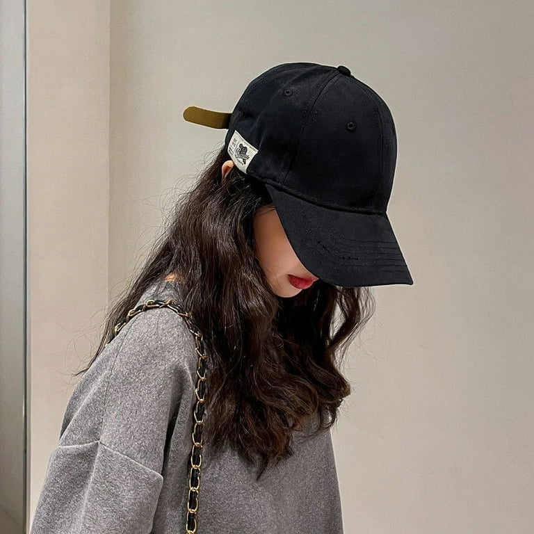 CoCozhu Ins Hat Female Korean Version Of The Tide Pure Color Japanese Baseball Cap Female Summer Wild Students Simple Peaked Cap
