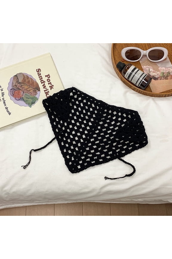 Japanese Handmade Crochet Headband For Women New Sweet Instagram French Triangle Scarf Mesh Red Knitted Headband Headband