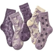 CoCozhu Kawaii Socks for Women Aesthetic Pattern Socks Y2K Crew Socks 5 Packs Cotton Floral Socks Preppy Long Socks
