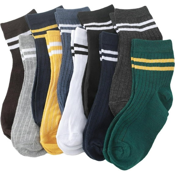 CoCozhu Women's 10 Pairs Vintage Striped Ankle Socks Athletic Sport Casual Crew Socks