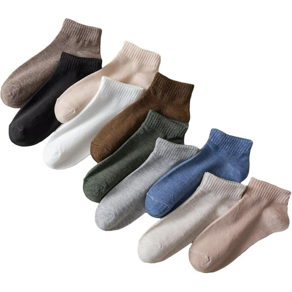 CoCozhu Women's 10 Pairs Vintage Striped Ankle Socks Athletic Sport Casual Crew Socks