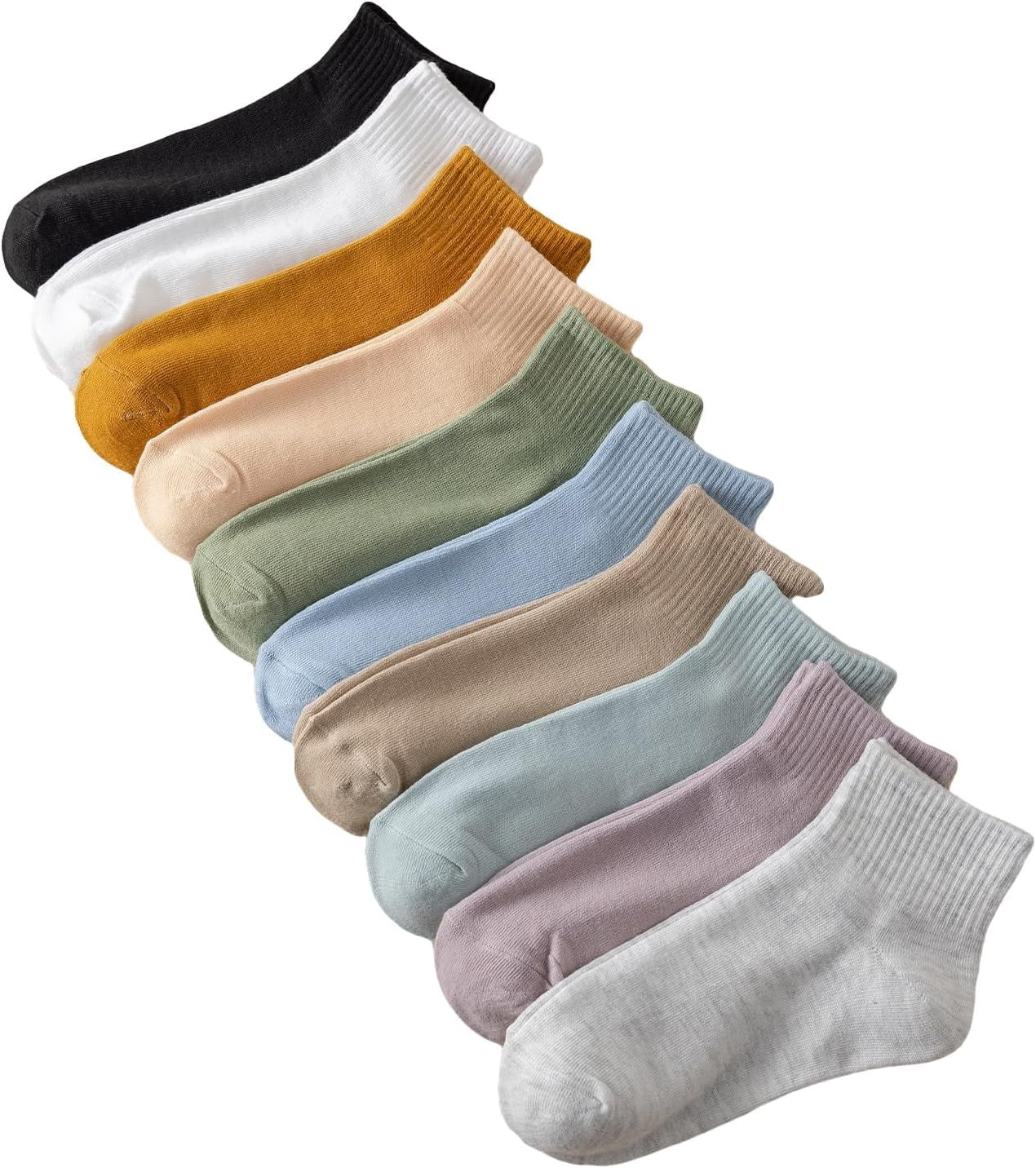 CoCozhu Women's 10 Pairs Vintage Striped Ankle Socks Athletic Sport Casual Crew Socks