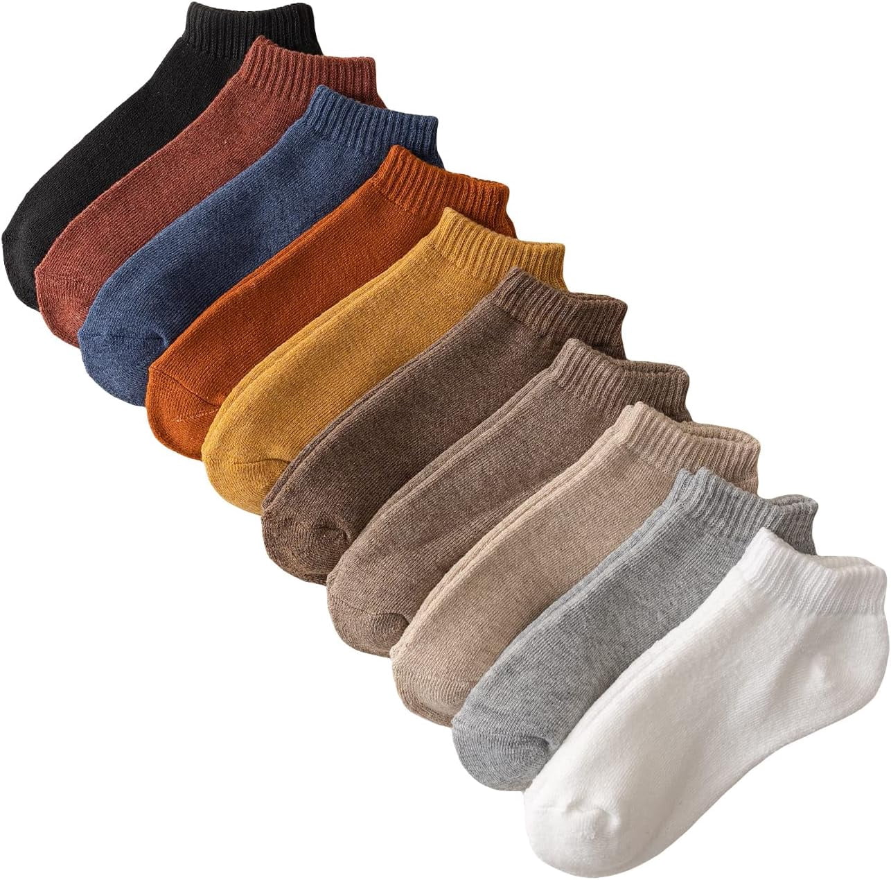 CoCozhu Women's 10 Pairs Vintage Striped Ankle Socks Athletic Sport Casual Crew Socks