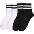 thumbnail image 1 of CoCozhu Women's 2 Pairs Striped Trim Casual Crew Socks Simple Mid Calf Socks, 1 of 4