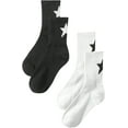 thumbnail image 1 of CoCozhu Women's 2 Pairs Striped Trim Casual Crew Socks Simple Mid Calf Socks, 1 of 8