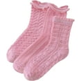 thumbnail image 1 of CoCozhu Women's 3 Pairs Cable Knit Casual Crew Socks Stretchy Solid Simple Socks, 1 of 6