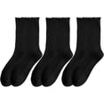 thumbnail image 1 of CoCozhu Women's Cute Ruffle Frilly Socks Neutral Thin Cotton Knit Crew Socks Ribbed Slouch Lettuce loafer Socks Teen Girls, 1 of 8