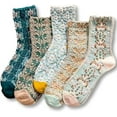 thumbnail image 1 of CoCozhu Women's Cute Vintage Floral Patterned Cotton Crew Socks Teen Girls Pretty Ruffle Frilly Lace Socks, 1 of 9